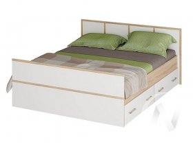 Двуспальная кровать 1,4м Сакура (дуб сонома/белый) в Беркаките - berkakit.mebel-nsk.ru | фото