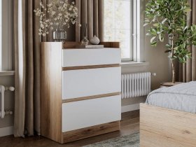 Комод 3 ящика Брауни (дуб делано/белый) в Беркаките - berkakit.mebel-nsk.ru | фото