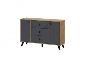 Комод 3ящ. и 2ств. Байкал (дуб крафт золотой/графит) в Беркаките - berkakit.mebel-nsk.ru | фото