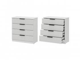 Комод 4 ящика (МДФ) Эккервуд (белый) в Беркаките - berkakit.mebel-nsk.ru | фото
