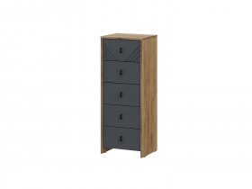 Комод 5ящ. Байкал (дуб крафт золотой/графит) в Беркаките - berkakit.mebel-nsk.ru | фото