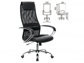 Кресло офисное BRABIX PREMIUM Stalker EX-608 CH, хром, ткань-сетка/кожзам, черное в Беркаките - berkakit.mebel-nsk.ru | фото