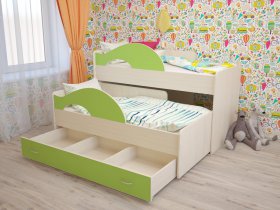 Кровать детская двухуровневая Радуга 80*160 в Беркаките - berkakit.mebel-nsk.ru | фото