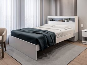Кровать двуспальная 1,6м Бруклин СБ-3356 (белый) в Беркаките - berkakit.mebel-nsk.ru | фото