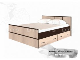 Кровать двуспальная с ящиками 1,4м Сакура (BTS) в Беркаките - berkakit.mebel-nsk.ru | фото