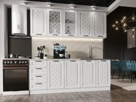 Кухонный гарнитур Агава 2,0 м (акация белая) в Беркаките - berkakit.mebel-nsk.ru | фото