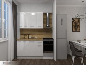 Кухонный гарнитур МДФ Выгодно и точка 1,5 м (белый глянец) в Беркаките - berkakit.mebel-nsk.ru | фото