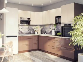 Модульная кухня Классика (ваниль/шоколад) в Беркаките - berkakit.mebel-nsk.ru | фото