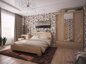 Модульная спальня Виктория-1 (дуб сонома) в Беркаките - berkakit.mebel-nsk.ru | фото