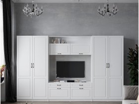 Модульная стенка Апполия (белый/белый дуб) в Беркаките - berkakit.mebel-nsk.ru | фото