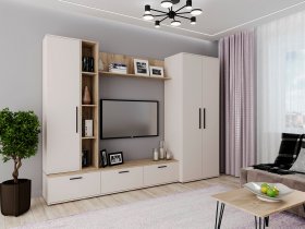 Модульная стенка Верона (сатин/дуб крафт серый) в Беркаките - berkakit.mebel-nsk.ru | фото