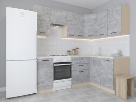 Модульная угловая кухня 1,4м*2,1м Лада (цемент) в Беркаките - berkakit.mebel-nsk.ru | фото