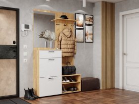 Прихожая Монтана (дуб крафт золотой/белый) в Беркаките - berkakit.mebel-nsk.ru | фото