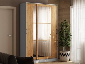 Шкаф-купе 1,4м «Стиль-2» (белый/дуб крафт золотой) в Беркаките - berkakit.mebel-nsk.ru | фото