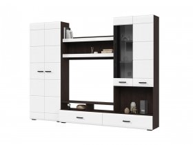 Стенка ГС-01 Либерти (венге/белый глянец) в Беркаките - berkakit.mebel-nsk.ru | фото