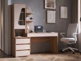 Стол компьютерный Пифагор (дуб вотан/кашемир) в Беркаките - berkakit.mebel-nsk.ru | фото