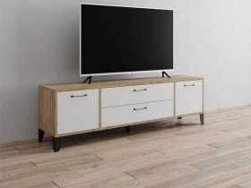 Тумба под ТВ Парус-13 (дуб крафт серый/белый) в Беркаките - berkakit.mebel-nsk.ru | фото